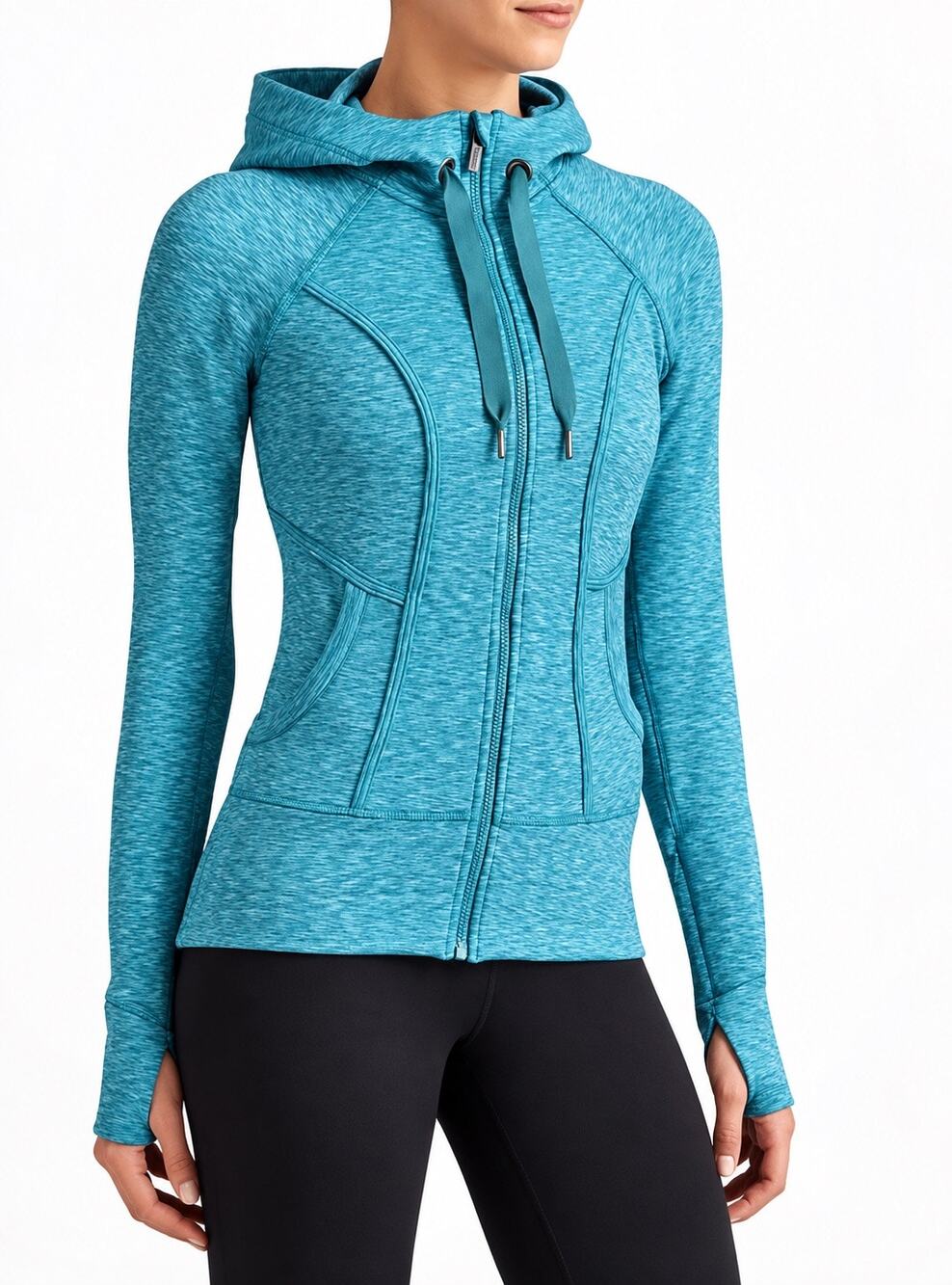 Athleta Strength Hoodie 2 Full Zip Jacket Turquoise Blue Small